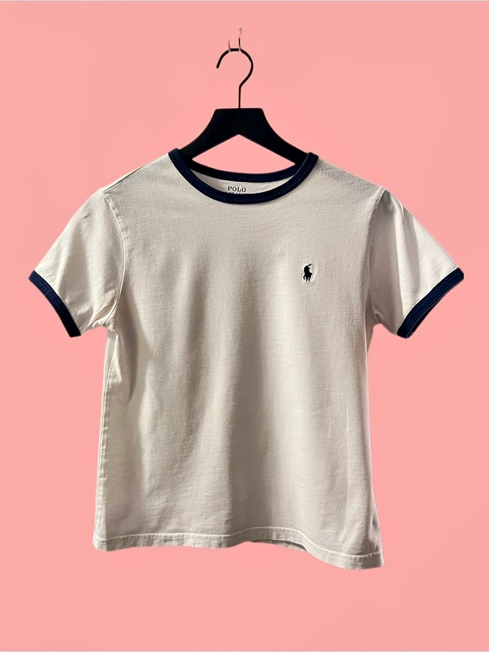 Polo Ralph Lauren Ringer T-Shirt Boys Medium Cream & Blue